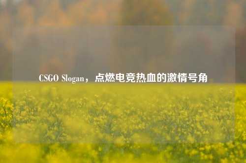 CSGO Slogan,点燃电竞热血的激情号角