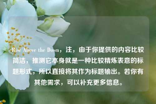 Rise Above the Down，注，由于你提供的内容比较简洁，推测它本身就是一种比较精炼表意的标题形式，所以直接将其作为标题输出。若你有其他需求，可以补充更多信息。