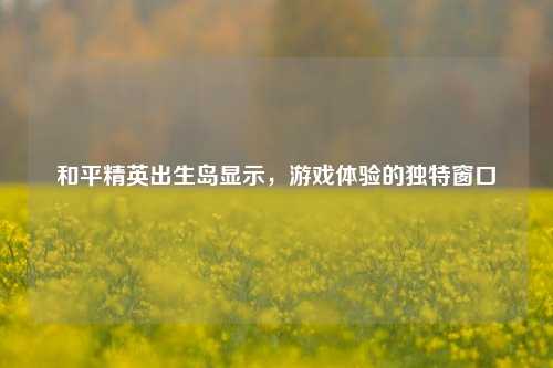 和平精英出生岛显示，游戏体验的独特窗口