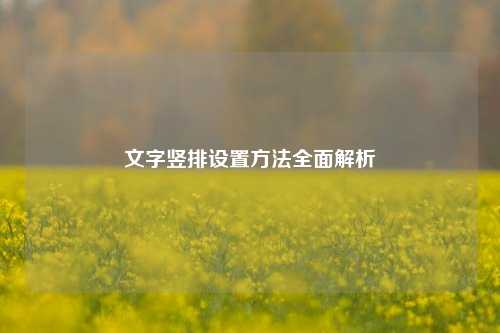 文字竖排设置方法全面解析