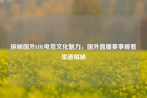 探秘国外LOL电竞文化魅力，国外直播赛事观看渠道揭秘