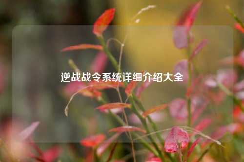 逆战战令系统详细介绍大全