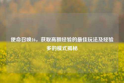 使命召唤16，获取高额经验的最佳玩法及经验多的模式揭秘