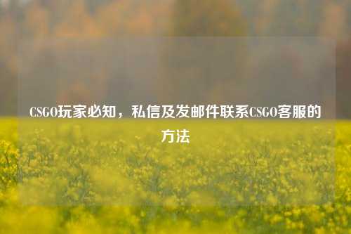 CSGO玩家必知，私信及发邮件联系CSGO客服的方法
