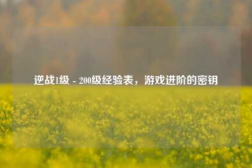 逆战1级 - 200级经验表，游戏进阶的密钥