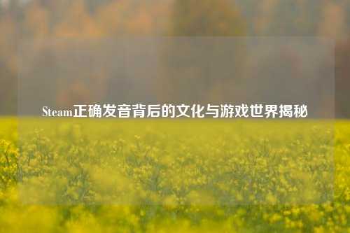 Steam正确发音背后的文化与游戏世界揭秘