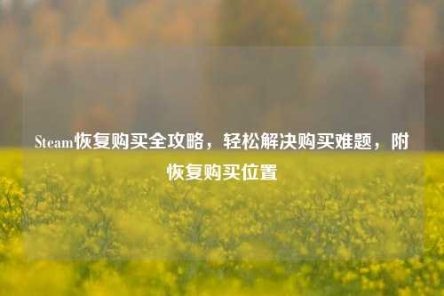 Steam恢复购买全攻略，轻松解决购买难题，附恢复购买位置