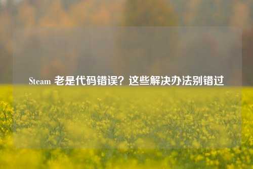 Steam 老是代码错误?这些解决办法别错过