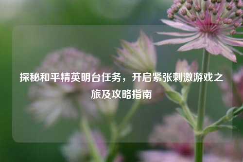 探秘和平精英明台任务,开启紧张刺激游戏之旅及攻略指南