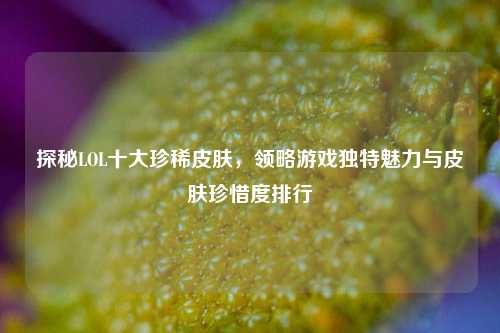 探秘LOL十大珍稀皮肤，领略游戏独特魅力与皮肤珍惜度排行