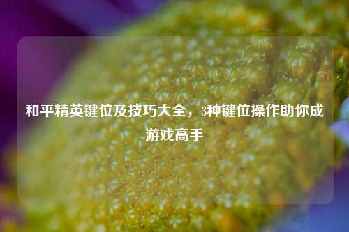 和平精英键位及技巧大全,3种键位操作助你成游戏高手