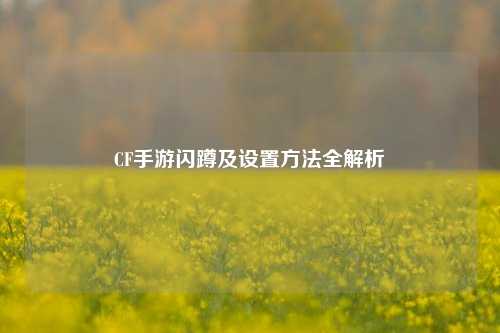 CF手游闪蹲及设置方法全解析