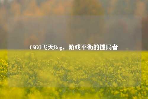 CSGO飞天Bug,游戏平衡的搅局者