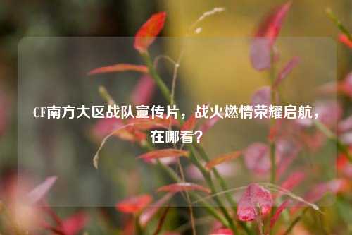 CF南方大区战队宣传片，战火燃情荣耀启航，在哪看？