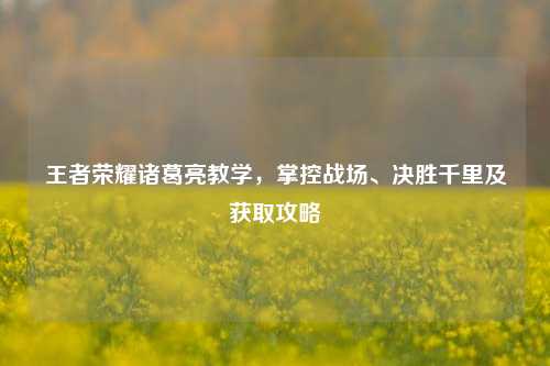 王者荣耀诸葛亮教学，掌控战场、决胜千里及获取攻略