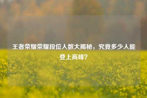 王者荣耀荣耀段位人数大揭秘，究竟多少人能登上高峰？