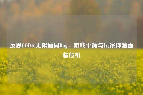 反思COD16无限道具Bug，游戏平衡与玩家体验面临危机